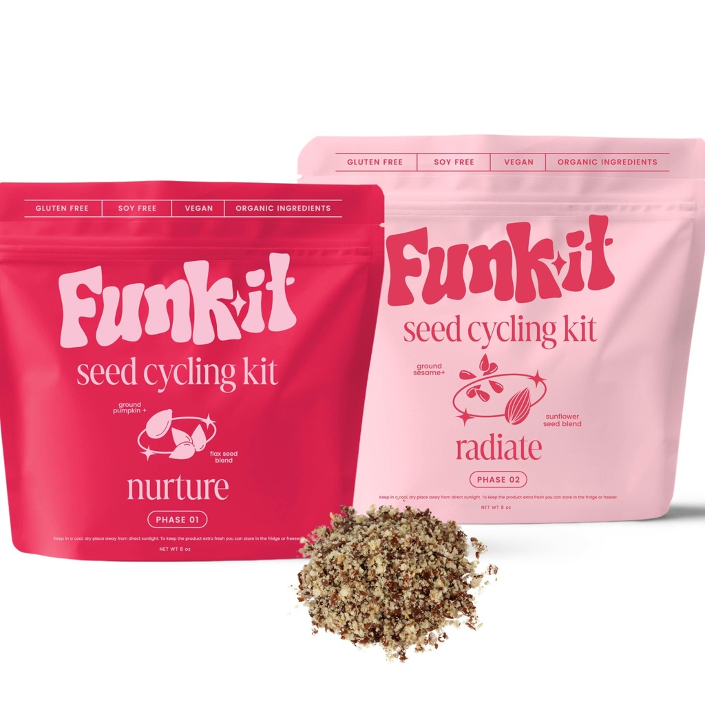 Funk It Wellness Seed Cycling Kit | Organic Seed Cycling for Women | Monthly Supply | Plant-Based Seeds with Pumpkin, Flax, Sesame, and Sunflower for Hormone and Cycle Support | Pre-Ground | 2 Blends