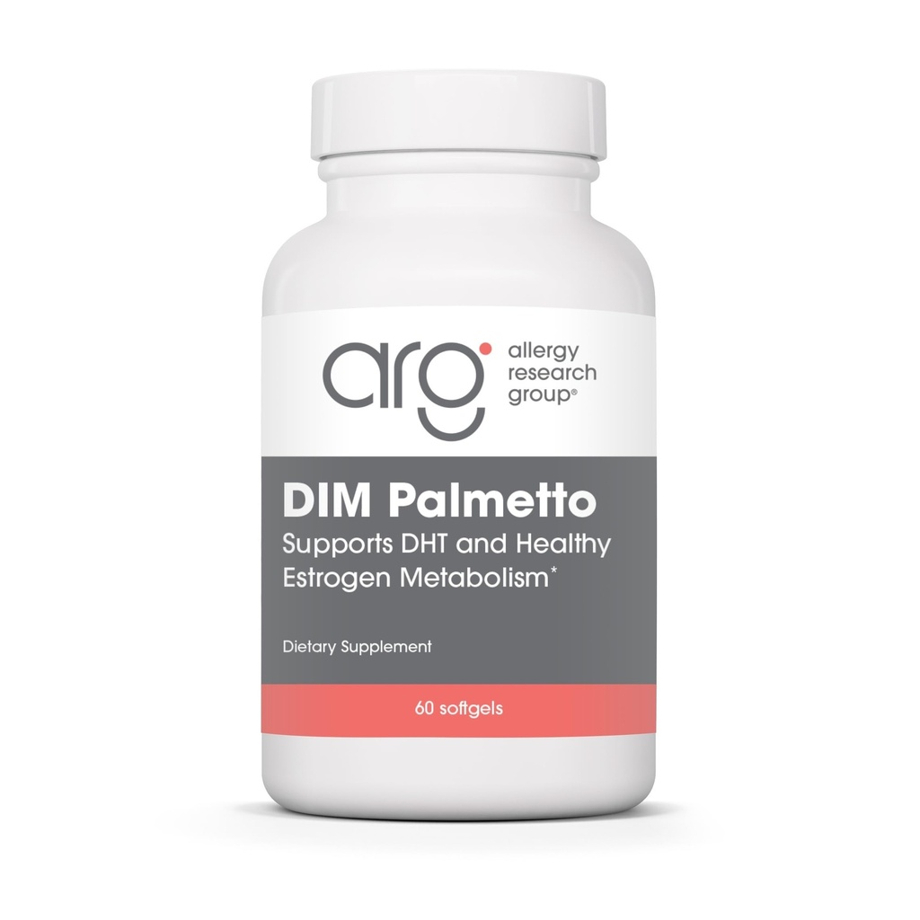 Allergy Research Group DIM Palmetto - Prostate Support Supplement for Men's Health, Zinc with Saw Palmetto, Beta Sitosterol, Stinging Nettle Extract, Pumpkin Seed Oil, Softgels - 60 Count