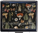 7 Days Chromed Shiny Silver Pill Organizer with Mirror Inside Has 8 Separate Compartments Rectangle 7 Days Pill Box Pill Case (Autumn Harvest Woodland Mushrooms)