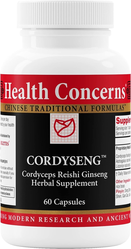 Health Concerns CordySeng – Immune System Support Supplement – Cordyceps Reishi Ginseng Astragalus Adaptogen Blend – Traditional Chinese Medicine – Respiratory & Energy Support – 60 Capsules