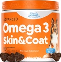 Omega 3 for Dogs - Omega 3 Fish Oil for Dogs, Shedding Supplement with Salmon Oil for Dogs Skin and Coat, Reduces Itching & Supports Heart Health - 90 Dog Allergy Chews for Itchy Skin