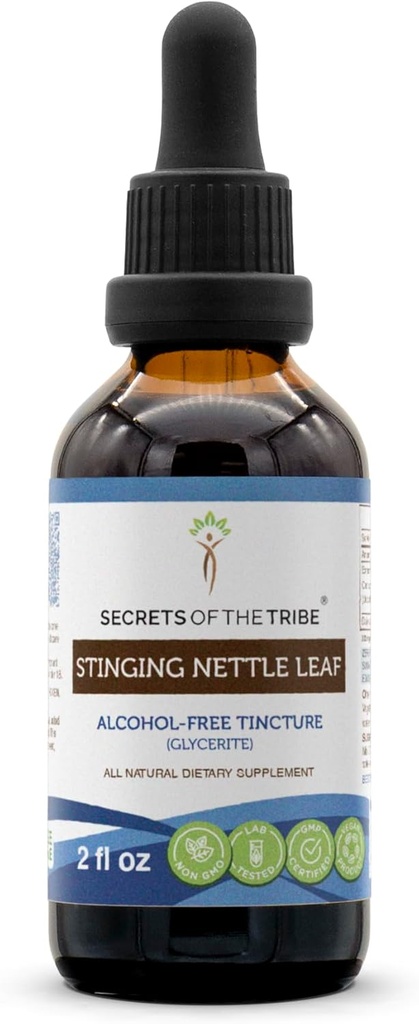 Secrets of the Tribe Stinging Nettle Leaf Alcohol-Free Liquid Extract, Stinging Nettle (Urtica Dioica) Dried Leaf Tincture Supplement (2 FL OZ)