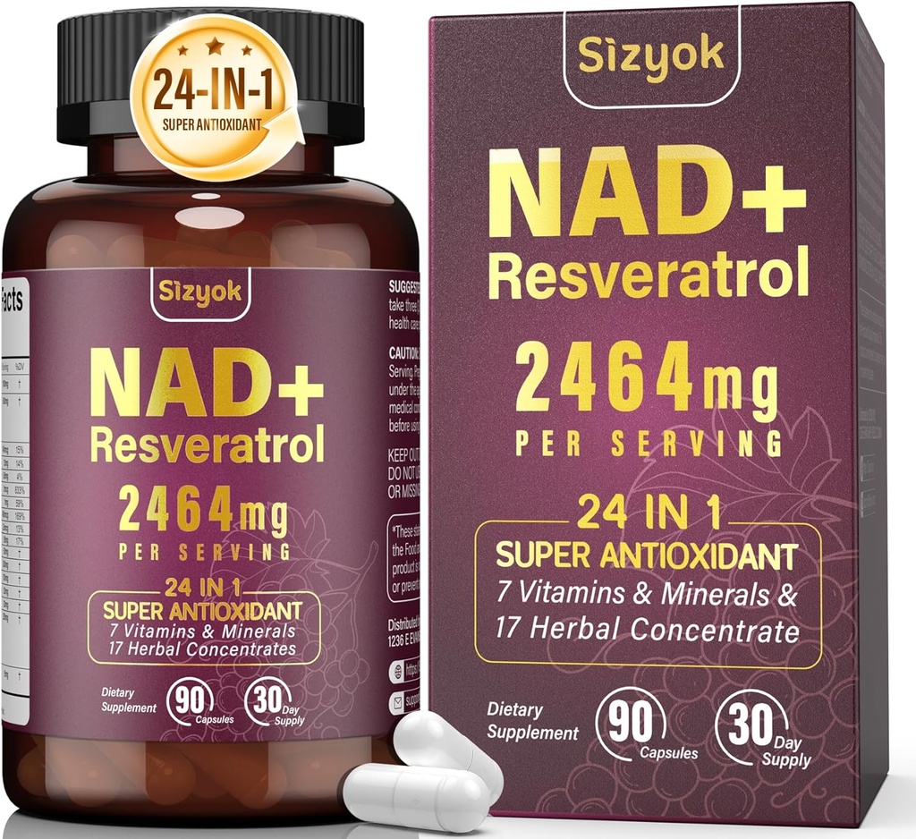 NAD Supplement, Liposomal NAD+ Supplement with Resveratrol, NAD Resveratrol Supplement - Boost NAD+ for Aging Defense, Energy, Focus - Ultra Antioxidant Capsules，184