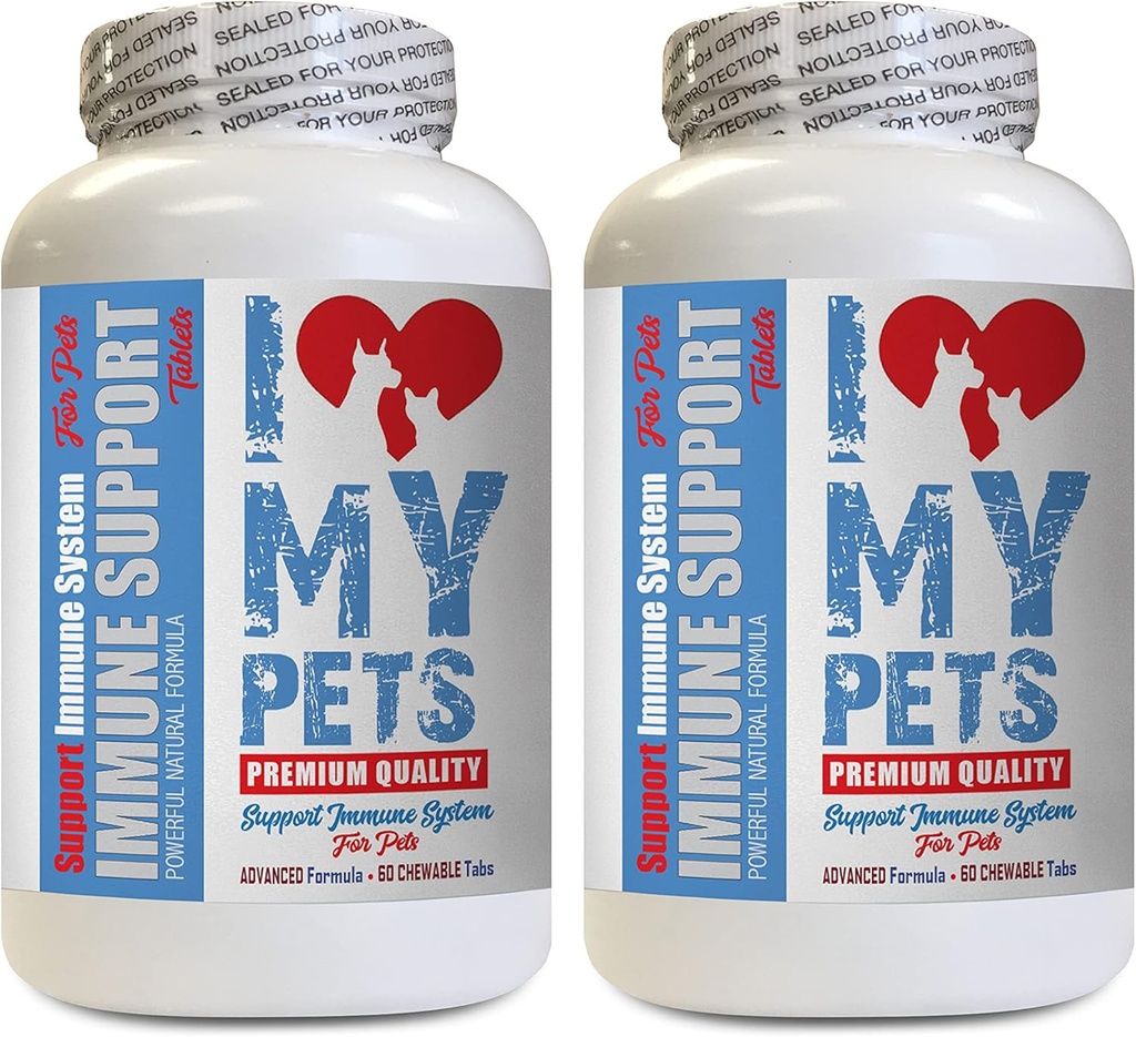 I LOVE MY PETS LLC Dog Immunity Supplements - PET Immune Support - Dogs and Cats - Booster - Healthy - red Clover Dogs - 120 Treats (2 Bottles)