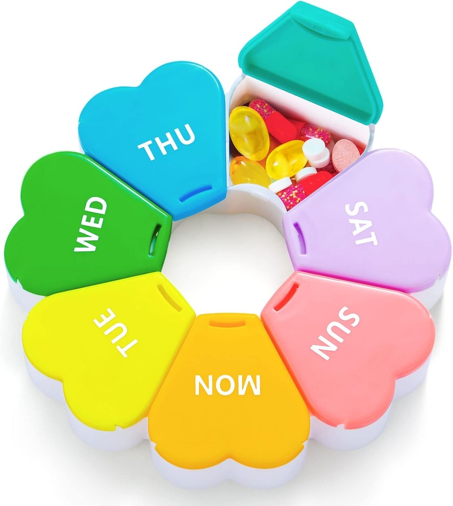 Weekly Pill Organizer, Pill Box 7 Day, OAAO Large Capacity Compartments Pill Containers Flower Portable Box Case for Pills Vitamin Fish Oil Medicine Supplements Organizer