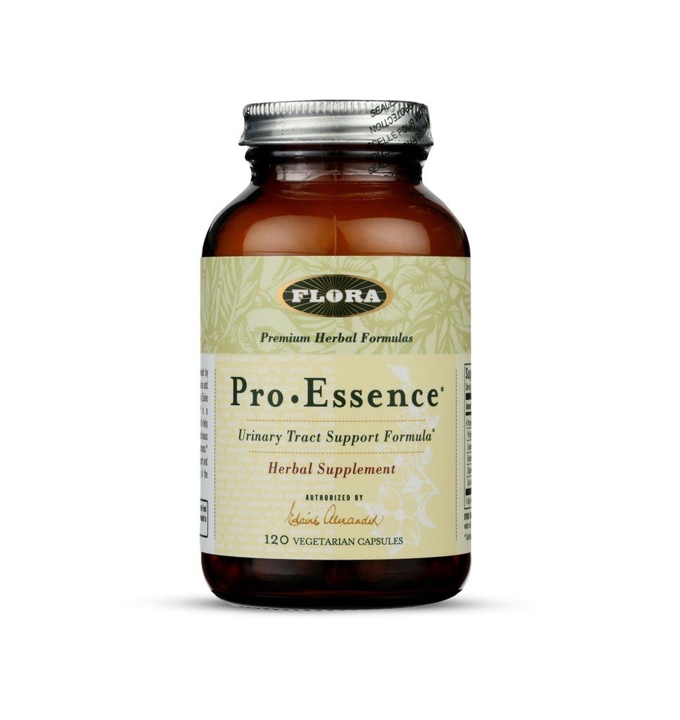 Flora - Pro-Essence - Urinary Tract Support Formula - Features Burdock Root, Juniper Berry, Slippery Elm Bark & Bearberry - Dairy-Free & Vegan - 120 Vegetarian Capsules