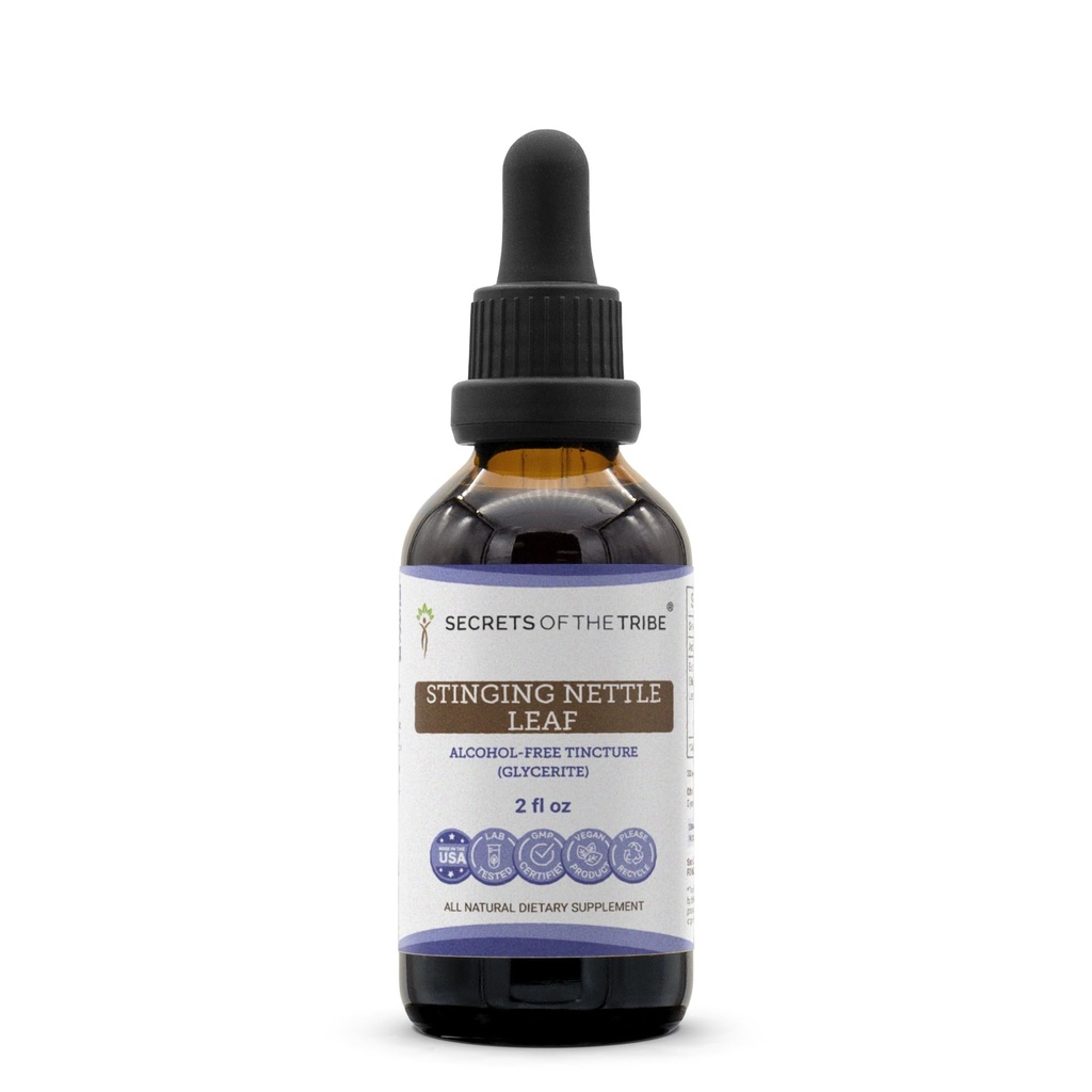Secrets of the Tribe Stinging Nettle Leaf Alcohol-Free Tincture (Glycerite) 694 mg Stinging Nettle (Urtica Dioica) Dried Leaf (2 Fl Oz) Allergy Relief Supplement