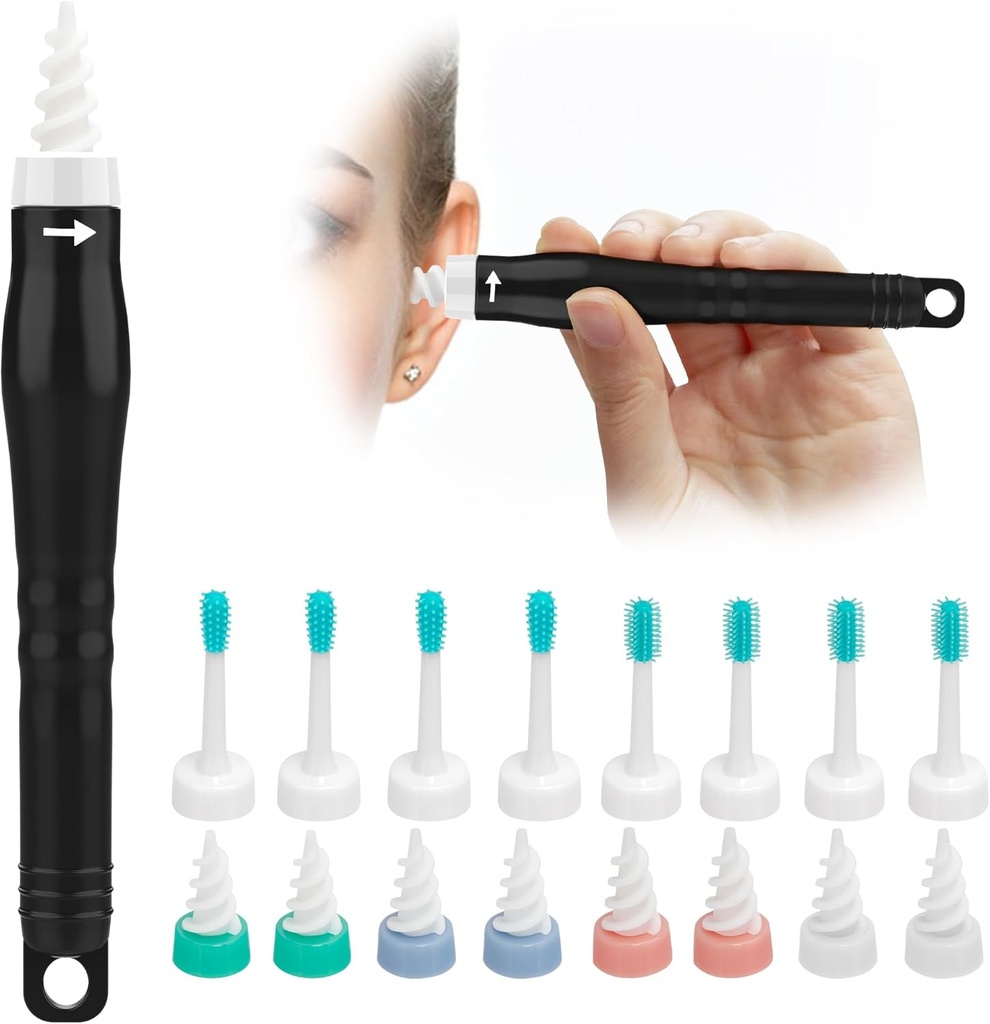 Q Grips Ear Wax Removal Tool 2025 Spiral Ear Wax Removal Kit Reusable and Washable Q-Grips Ear Wax Remover Soft Silicone Spiral Ear Wax Removal Kit Contains 3 Types of Ear Cleaner Tools