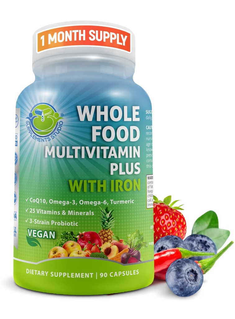 Whole Food Multivitamin With Iron plus Probiotics, Enzymes, CoQ10 & more