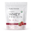 Dr. Mercola Pure Power Organic Whey Protein - 20 g Protein - Supports Muscle Growth & Energy - Grass-Fed Whey Concentrate - 15 Servings (20.60 oz) - Strawberry