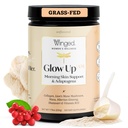Winged Wellness Glow Up AM, Collagen Powder for Women - Morning Beauty Supplement for Glowing Skin with Grass-Fed Hydrolyzed Collagen Peptides, Lion's Mane & Shatavari - 21 Servings, Unflavored