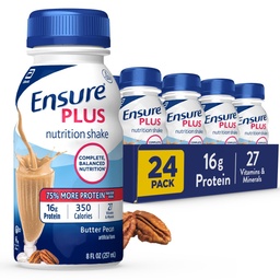 Ensure Plus Butter Pecan Nutrition Shake | Meal Replacement Shake | Ready To Drink | 16g Protein and 27 Vitamins and Minerals | 8 fl oz - 24 Pack