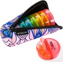 Yaklim Pill Organizer 2 Times a Day, Excellent Quality Neoprene Travel Pill Box, AM/PM Weekly Pill Containers 7 Day with Portable Zipper Storage Cloth Bag for Vitamin Fish Oils Supplement (Pink)