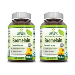 Herbal Secrets Bromelain 500 Mg 120 Tablets Supplement | Pack of 2 | Non-GMO | Gluten Free | Made in USA