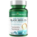 Purity Products High Potency Black Seed Oil - Double Strength + Cold Pressed - 3% Thymoquinone - 500 mg Black Cumin Seed Oil - Omega 6 + 9 Essential Fatty Acids - Easy to Swallow - 30 Mini Softgels