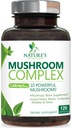 Mushroom Brain Supplement 10 in 1 Blend - High Strength Mushroom Complex with Lions Mane, Turkey Tail, Reishi, Cordyceps, Chaga & Brain Nootropic Complex for Memory & Focus Support - 120 Capsules