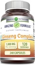 Amazing Formulas Ginseng Complex - 1000 Mg Per Serving, Capsules (Non-GMO,Gluten Free) Supports Healthy Immune System - Supports Energy Production - Boosts Mental Alertness. (240 Count)