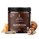 TRIBE ORGANICS Mushroom Golden Blend Vegan Capsules Supplement - Adaptogenic Mushrooms Powder Immune Support Supplement - 10-in-1 Mushrooms for Immunity Support & Brain Health - 90 Count 30 Servings