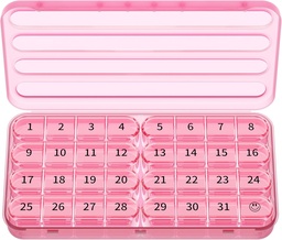 Zoksi Monthly Pill Organizer 1 Time a Day, 30 Day Pill Box Organizer Once a Day, One Month Large Pill Case for Travel, 31 Day Daily Medcine Container for Vitamins, Supplement & Medication (Pink)