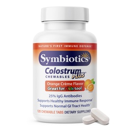Symbiotics Naturade Colostrum Chewable Tablets Immune & Digestive Support with Lactoferrin, Gluten Free, Low Sugar, Easy Daily Wellness Nutrition (120 Count - Orange Cream)