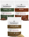 Lion’s Mane Extract Powder (60g) | Reishi 415 Extract Powder (45g) | Turkey Tail Extract Powder (45g) | Organic Mushroom, Non-GMO, Vegan