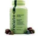 relate Immunity Daily Gummies - Super Greens, Lion's Mane & Reishi, Vitamin C & Zinc, Antioxidant Blend with Elderberry & Echinacea - Sunny Berry Flavor, 60 Count