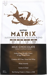 Syntrax Matrix Sustained-Release Protein Blend with Grass-Fed Whey, Micellar Casein & Egg White Protein, Milk Chocolate, 2 lbs | Whey Protein, Micellar Casein, Egg Albumin