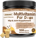 Dog Multivitamin with Minerals for Overall Health - Dog Vitamins and Supplements with Glucosamine, Probiotics for Puppy & Senior Dogs with Minerals - Omega 3 Fish Oil for Skin & Coat - 106 Chews