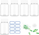 Clear Pill Bottle 6Pcs Empty Medicine Organizers Plastic Pill Bottles Transparent Reagent Containers 80ml Large Jar Powder Storage Leak Proof Caps for Liquid Solid Powder Home Toiletries