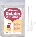 Size 00 Empty Gelatin Capsules with 2 Micro Spoons - 1000 Count Empty Clear Capsule - Gel Pill Capsules for Powders Supplements