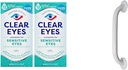 Clear Eyes Sensitive Eye Drops, 2 Pack and Drive Medical White Powder-Coated Grab Bar