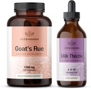 HERBAMAMA Goat's Rue and Milk Thistle Kit - Bundle of 1200 mg Goat's Rue Capsules & Milk Thistle Liver Detox Drops 4 fl oz - Vegan, Non-GMO, Sugar & Alcohol-Free - 2 Pack