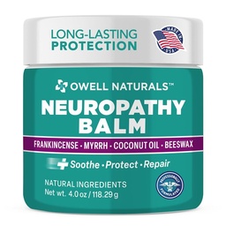 Owell Naturals Neuropathy Healing Balm, Fast Acting, with Frankincense, Myrrh, Coconut Oil & Beeswax, Natural Ingredients – Soothe, Protect & Repair, 4 oz (Pack of 1)