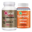 Qunol CoQ10 & Turmeric: Plus Ubiquinol CoQ10, 90 Softgels & Turmeric Curcumin, 2400mg, 105 Capsules