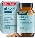 Melody Heart Tune 4-in-1 Blood Pressure Support Supplements – Nattokinase 2,400 FU, Reishi Mushroom & Hawthorn – 2 Month Supply – Dr. Formulated for Vascular Circulation & Flow, – 60 Vegan Capsules