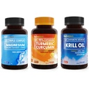 BioEmblem Triple Magnesium Complex, BioEmblem Turmeric Curcumin Supplement and BioPerine and BioEmblem Antarctic Krill Oil Supplement