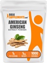 BulkSupplements.com American Ginseng Extract Powder - Ginseng Supplement, Herbal Supplements - Gluten Free, 1g per Serving, 5kg (11 lbs) (Pack of 5)