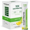 10X Health Electrolytes Powder Drink Mix Lemon Lime - Hydration Packets w/Potassium, Magnesium & Mediterranean Sea Salt - Sugar-Free Electrolytes Powder - Non-GMO Electrolyte Packets - 30 Stickpacks
