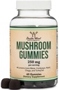 Double Wood Supplements Mushroom Gummies Supplement 60 Count (250mg per Serving) - Lions Mane, Cordyceps, Reishi, Chaga, and Turkey Tail Extracts (for Immune Support)