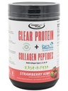 Clear Protein & Collagen Peptides Protein Powder Drink Mix - Naturally Sweetened & Flavored, Gluten Free, Lactose Free - Protein + Marine Collagen - 15 Servings (Strawberry Kiwi)