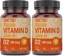 DEVA Vegan Vitamin D2 60 mcg 2400 IU, Ergocalciferol Supplement with No Animal Ingredients, 90 Tablets, 2-Pack
