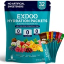 Electrolytes Powder Packets Sugar Free - Instant Hydration Pack Liquid Daily Electrolyte Drink Mixes, 6 Minerals, B-Vitamin Complex & Vitamin C, 8 Flavors, Keto & Vegan Friendly, 32 Sticks