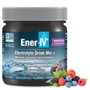 Ener-IV Electrolyte Drink Mix - Electrolytes Powder, Hydration Powder Drink, Hydrate Liquid Mix, Low Sugar Rehydration for Women & Men, Natural Flavors, Non GMO - Mixed Berry, 45 Servings