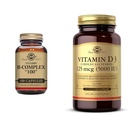 SOLGAR B-Complex 100", 100 Vegetable Capsules - Heart Health - Nervous System & Vitamin D3 (Cholecalciferol) 125 mcg (5000 IU), 240 Vegetable Capsules - Helps Maintain