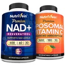 Nutrivein Premium NAD Resveratrol & Liposomal Vitamin C Supplement Bundle: High Absorption Vitamin C Capsules & Synergistic NAD Resveratrol Supplement Pair - Aging, Cognition, Metabolism, & Defenses