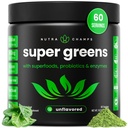 NutraChamps Super Greens Powder Premium Superfood | 20+ Organic Green Veggie Whole Foods | Alfalfa, Spirulina, Chlorella & More | Antioxidant, Digestive Enzyme & Probiotic Blends | Unflavored | 60 SVG