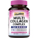 Vitalibre Collagen Peptides Capsules for Women & Men, Type I, II, III, V, X, Biotin, Hyaluronic Acid & Keratin, Vitamin C, Niacinamide, Turmeric & Ginger, Skin, Hair, Nail, Flexibility, 60 Count