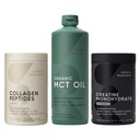 Sports Research® Supplements Pack - Organic MCT Oil C8, C10 32 oz + Hydrolyzed Type 1 & 3 Collagen Powder Protein 16 oz + Creatine Monohydrate 17.46 oz
