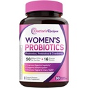 Doctor's Recipes Women's Probiotic, 90 Caps 50 Billion CFU 16 Strains, with Organic Cranberry, Digestive Immune Vaginal & Urinary Health, Shelf Stable, Delayed Release, No Soy Gluten Dairy