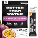 Better Than Electrolyte & Vitamin Supplement Powder, Drink Mix with B12, L-Theanine, D3, K2, Zinc, Magnesium, Potassium, Supports Calm Focus & Energy, Passion Fruit, 15 Pack